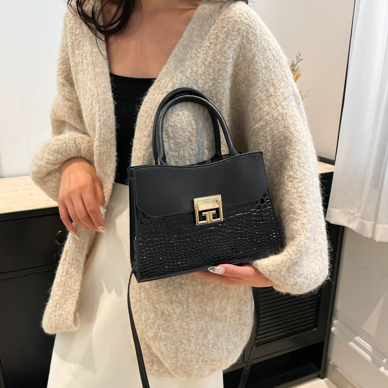 Fashionable and elegant patchwork bag for women, 2024 new style, high-end crocodile pattern handbag, quality commuting crossbody bag Specification drawing