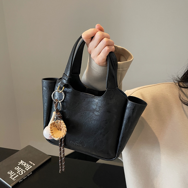 Retro hand-held vegetable basket bag for women, 2024 new trendy Korean bucket bag, multi-functional casual single-shoulder crossbody bag full figure