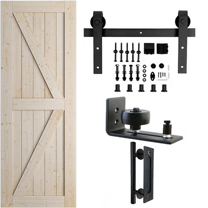 Amazon cross-border American barn door hanging rail complete set of hardware accessories, complete set of household sliding door track sliding rail details Picture
