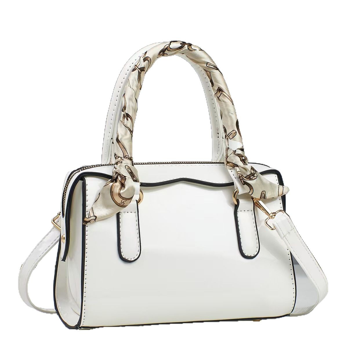 The new 2025 shiny leather pillow bag, large-capacity vintage middle-aged women's bag, casual single-shoulder crossbody bag, trendy Item Picture