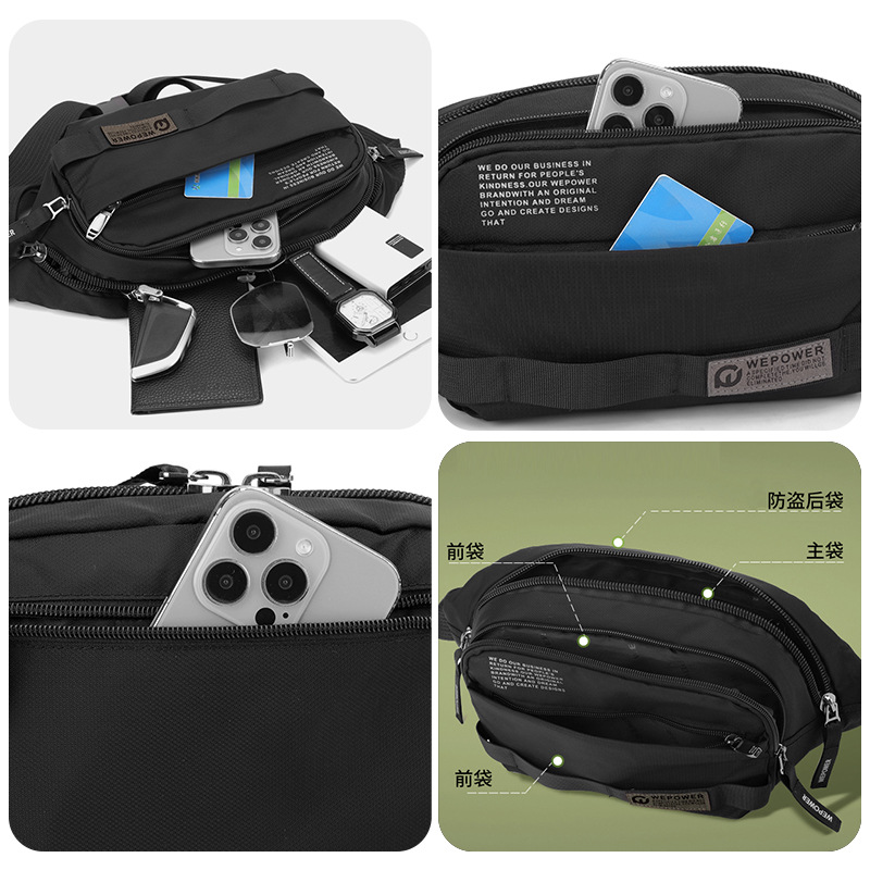 WEPOWER's new men's waist bag is a simple and trendy crossbody bag, a chest bag, a sports small bag, and a travel chest bag Application Scenario