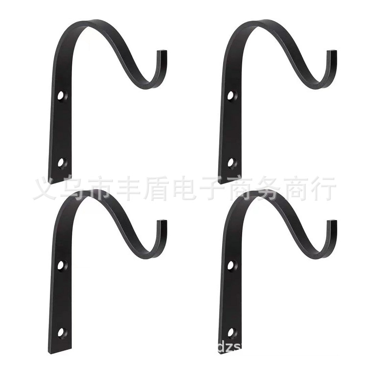 S-shaped wall-mounted iron flower basket hook, hanging basket flower stand wall hook, outdoor wall hook, black and white Application Scenario