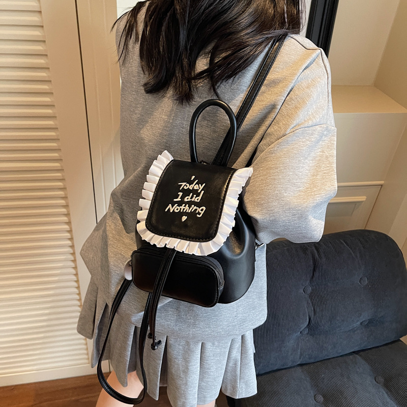 High-end lace, fashionable and stylish hand-held small backpack for women, 2025 new style, versatile, casual solid color for going out Specification drawing