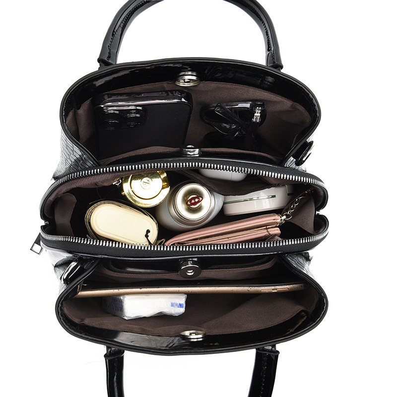 【 Cross-border Women's Bag 】 Fashionable shiny leather handbag for women 2023, new European and American stone-patterned goddess commuter bag, single shoulder Application Scenario