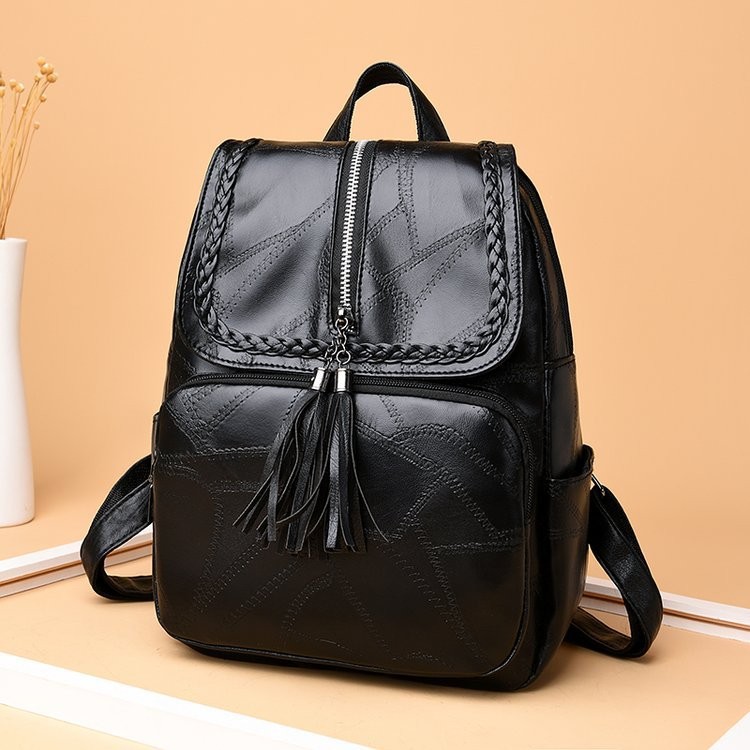 Trendy 2020 Winter new women's pu backpack, casual spliced backpack, fashionable solid color schoolbag for middle and high school students Specification drawing