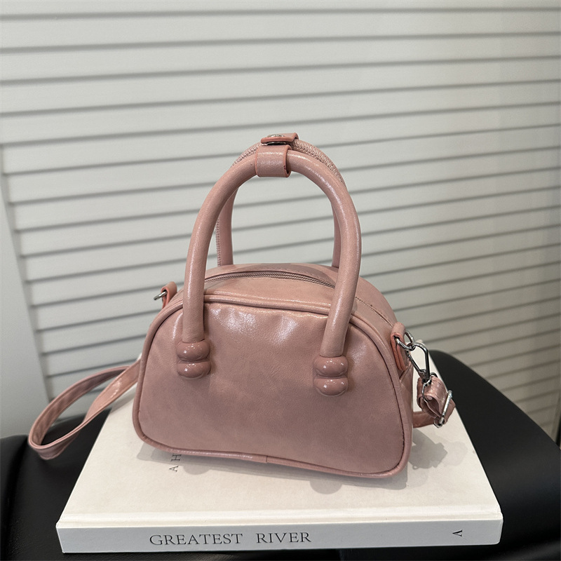 Solid color textured small bag for women, 2025 new summer simple pillow bag, single-shoulder crossbody bag, stylish hand-held small bag full figure