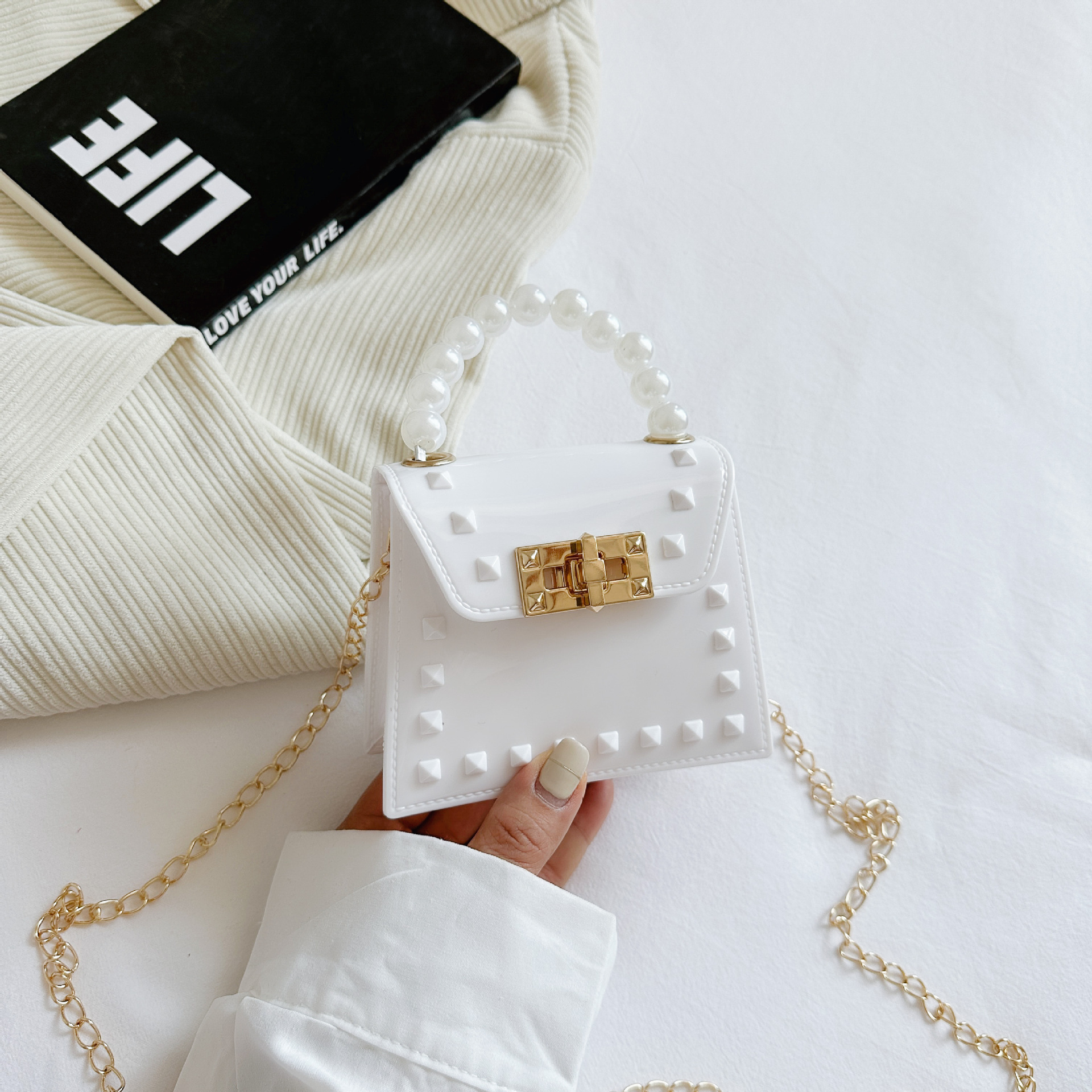 New summer 2025 single-shoulder bag, handbag, chain bag, crossbody bag, women's bag, punk style details Picture