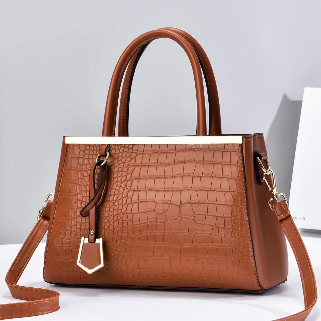 2022 new trendy stone-patterned PU leather handbag for foreign trade, large-capacity casual single-shoulder crossbody women's bag consignment Item Picture