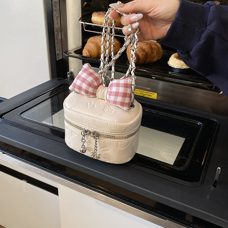 New cross-border women's bag, Xiaoxiang-style bow mini bucket bag, parent-child chain crossbody bag for export Specification drawing