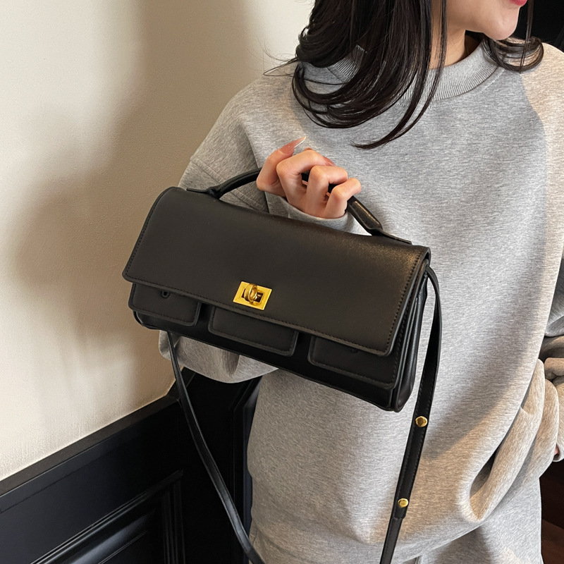Cross-border 2025 New soft leather fashionable, versatile and high-end handbag, solid color simple and versatile single-shoulder crossbody bag for women details Picture