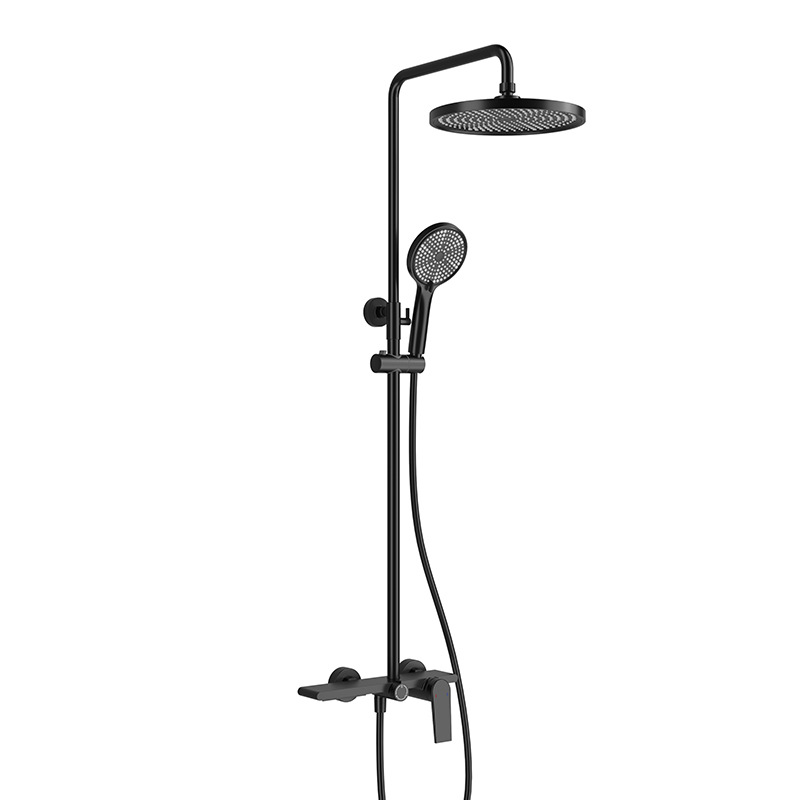 Nordic minimalist handheld shower head set, home round bathtub, cold and hot simple, all-copper shower head with three functions Item Picture