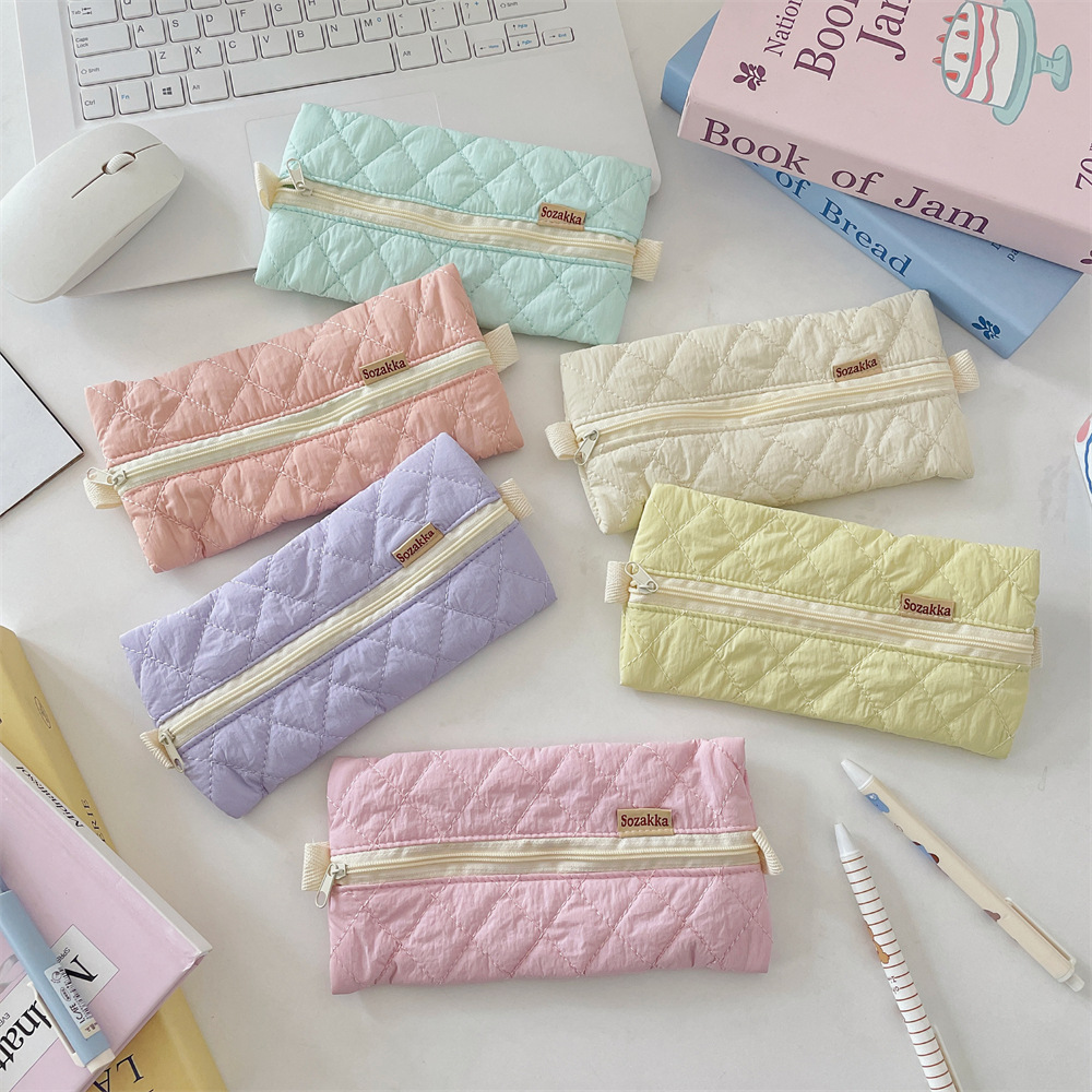 54133 High appearance level girl candy-colored pen case Soft student stationery storage bag Zipper pen case storage pencil case details Picture