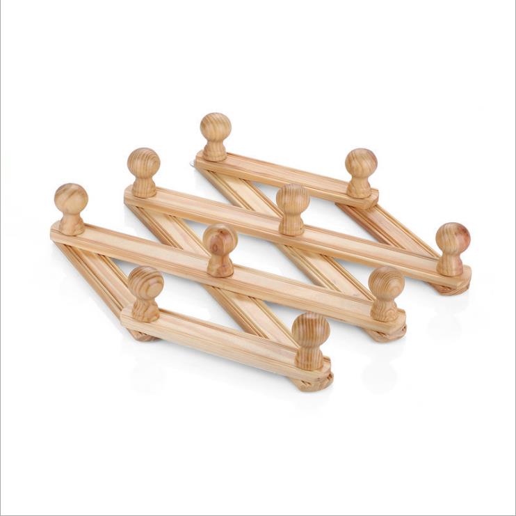 Large wooden telescopic hanger hook, solid wood rhombus bamboo hanger, wall hanging behind the door, wooden anti-slip hanging bag details Picture