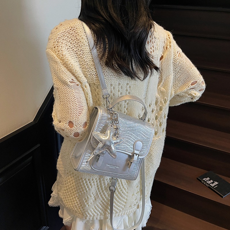 College-style backpack for women, 2025 new fashionable color-blocking handbag, summer quality outdoor small backpack for women Specification drawing