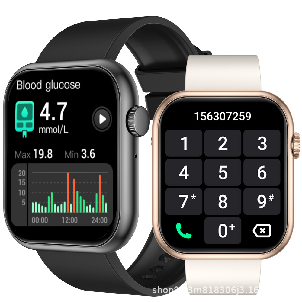 The new cross-border QX7PRO metal square blood pressure, blood oxygen, health detection, Bluetooth call, game, music and smartwatch full figure