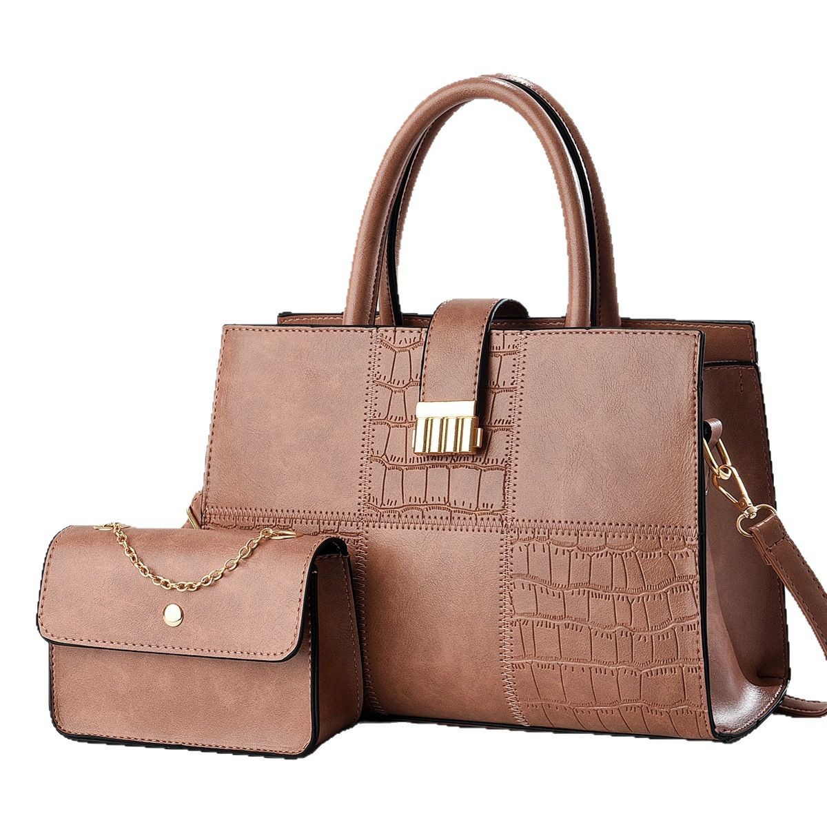 New style of stone-patterned mother-and-child bag with high appearance level, large-capacity handbag, versatile for cross-border use, light luxury single-shoulder crossbody bag Item Picture