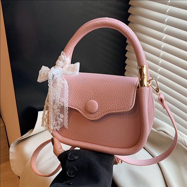 Korean-style lychee pattern hand-held small square bag for women, 2025 new style fashionable and versatile single-shoulder bag, casual and light luxury crossbody bag full figure