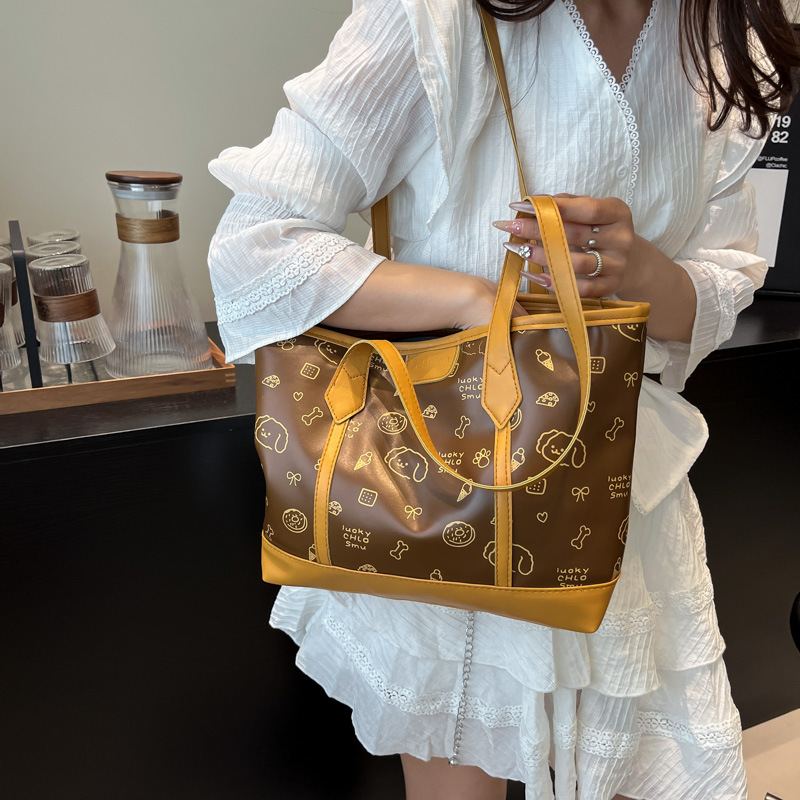 Sweet printed single-shoulder bag for women, new trendy and fashionable tote bag, versatile and large-capacity commuting crossbody bag Specification drawing