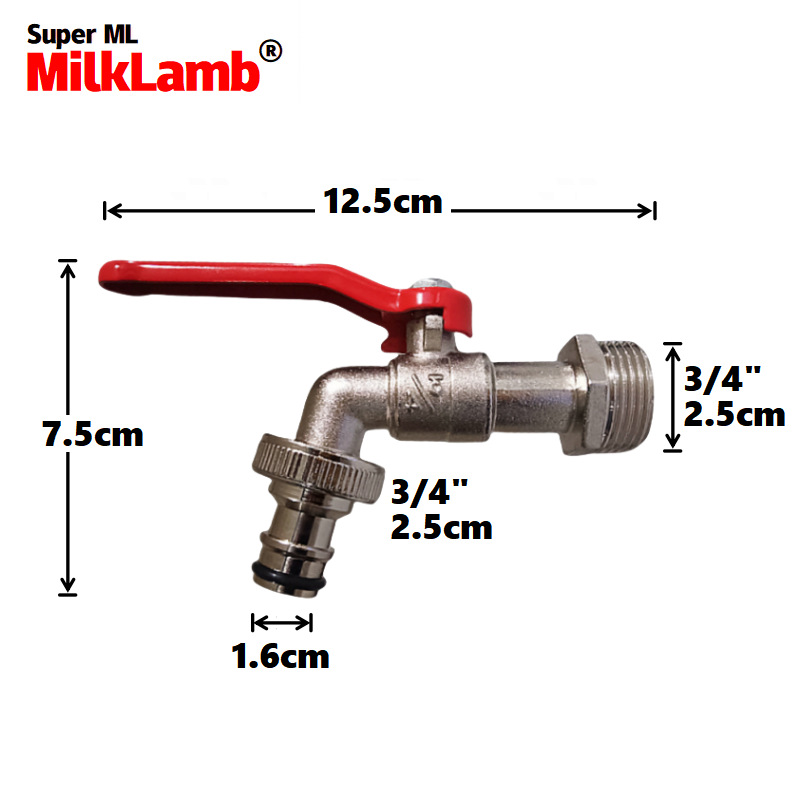 Cross-border exclusive 3/4x3/4 garden zinc alloy faucets, single-outlet zinc alloy faucets Specification drawing