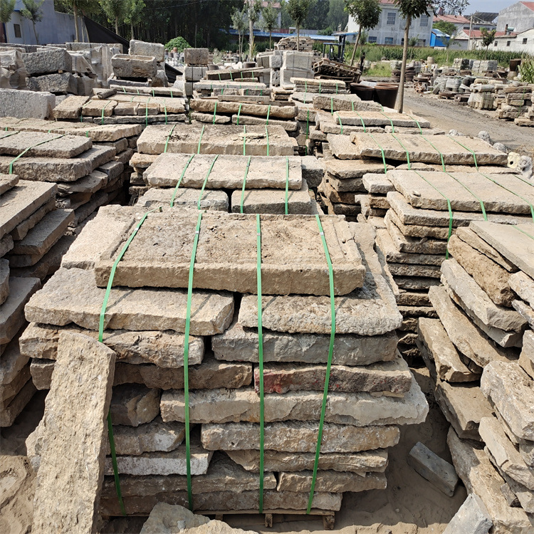 Steps, treads, old stone slabs, wall tops, old stones, natural granite, antique and aged stone slabs, floor paved with old stone slabs Application Scenario