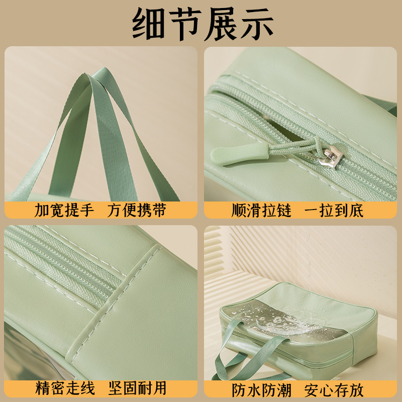 Customized LOGO transparent makeup bag, high appearance level, travel waterproof large-capacity three-piece set, multi-functional makeup and toiletries bag Specification drawing