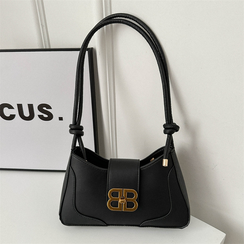 Underarm bag for women, 2024 new style European and American fashion quality crossbody bag, simple lock buckle soft leather French baguette bag full figure