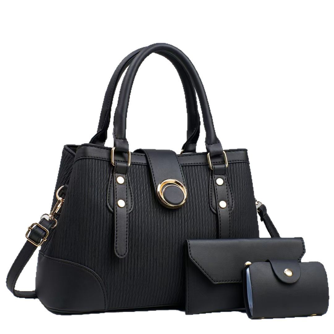 Three-piece retro handbag set, new women's bag, large-capacity mother-and-child bag, fashionable and versatile women's single-shoulder crossbody bag Item Picture