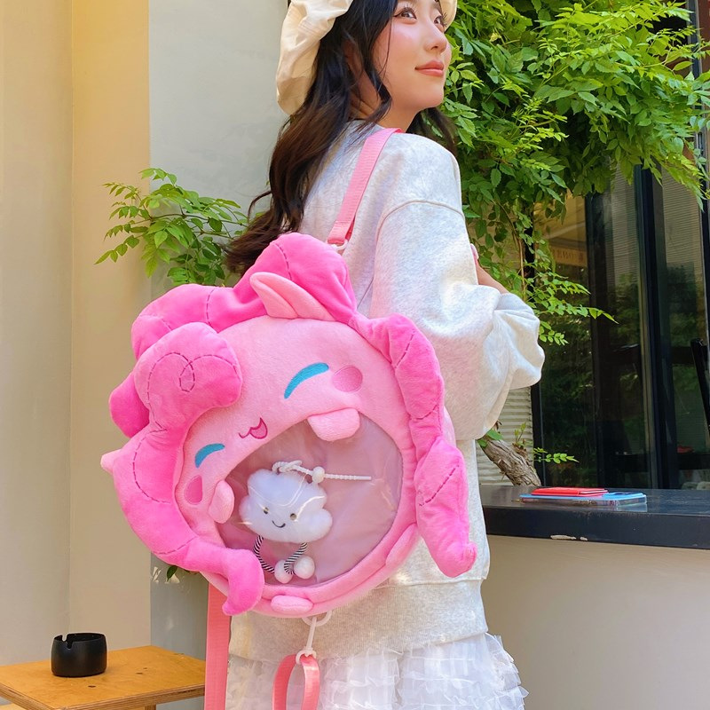 New cartoon pink pain bag, cute 2D backpack, girlish heart, large-capacity backpack, birthday gift wholesale Specification drawing