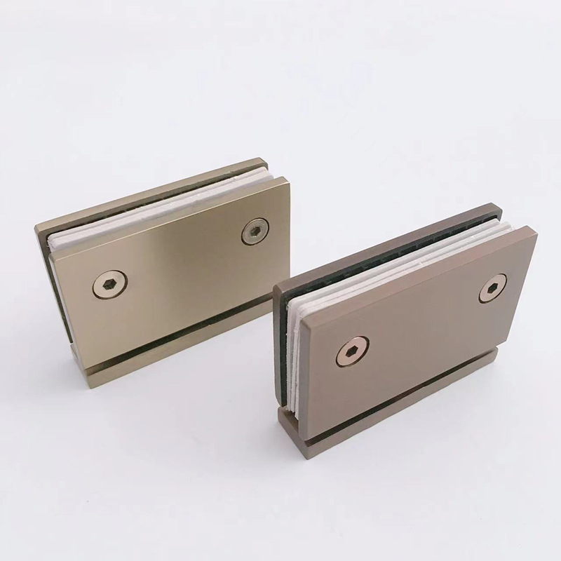 06YM glass door top and bottom clamp, 360-degree rotating shaft, 304 stainless steel, black titanium gold, rose gold bathroom door clamp display details Picture