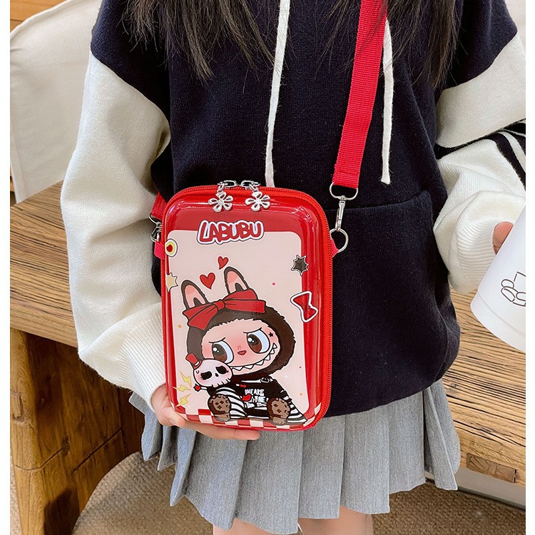 Cute cartoon children's travel pocket money small bag, new girls' mobile phone bag, baby single-shoulder crossbody bag, trendy hard shell bag full figure