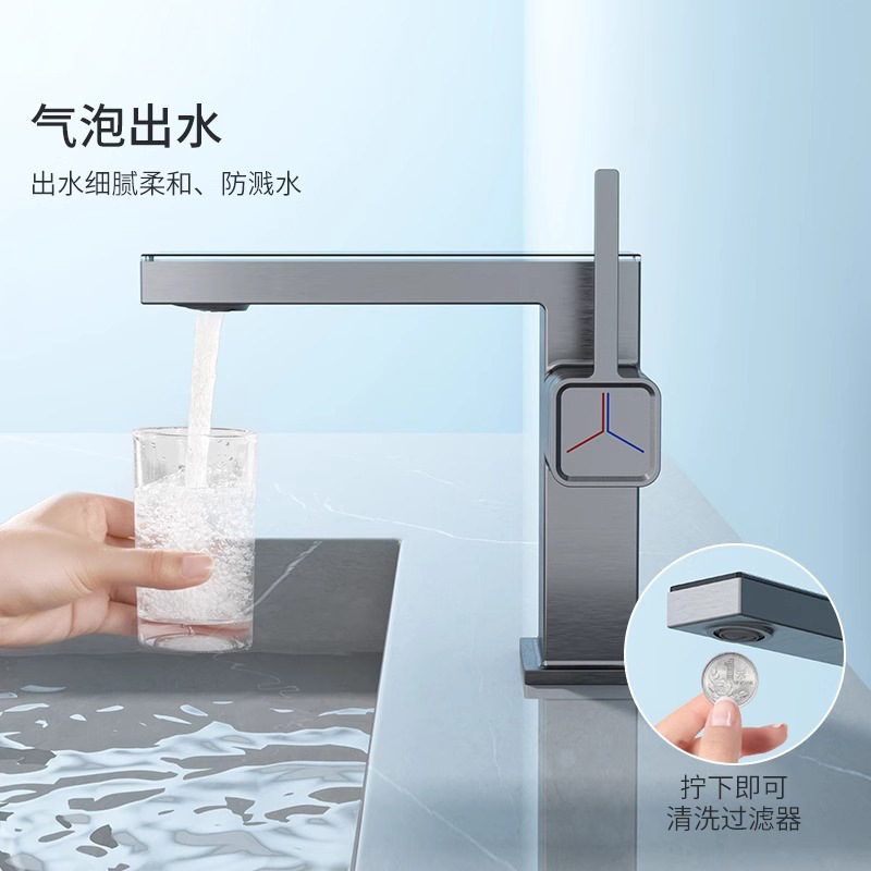 Smart digital display brass faucet for washbasin, bathroom washbasin, pool water faucet, cold and hot water with ambient light Application Scenario