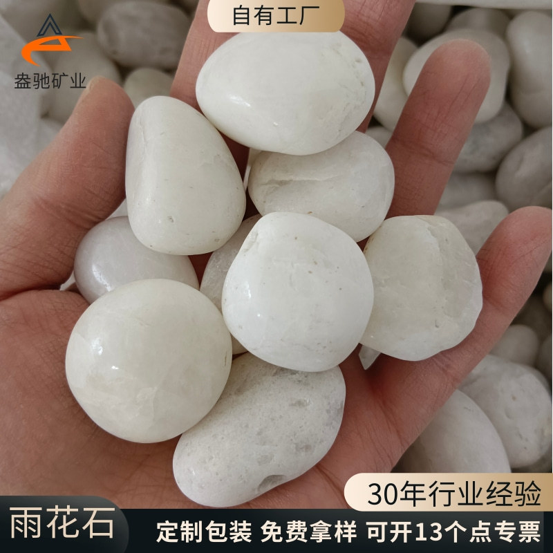 White pebbles for fine polishing, courtyard, balcony, fish tank landscaping, white pebbles for engineering paving, and white rain flower pebbles full figure