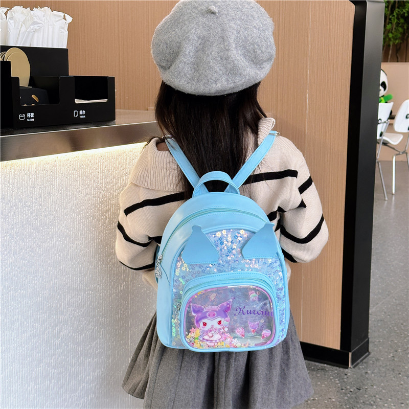 Cartoon sequined transparent children's schoolbag, princess mini backpack, girls' fashionable and cute bow baby backpack Application Scenario