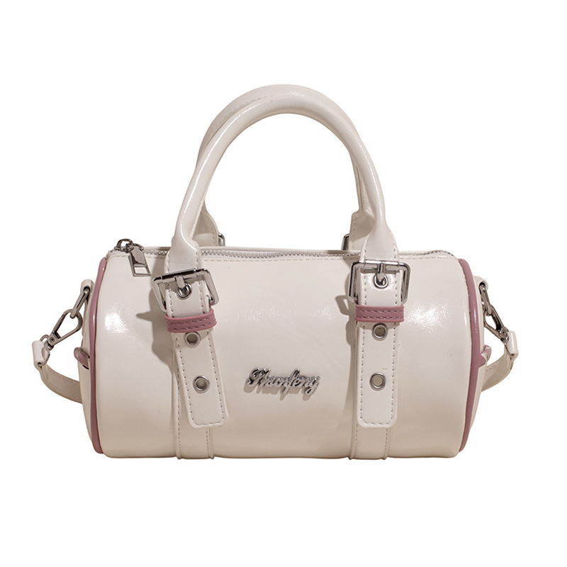 Niche design Boston bag, handbag for women, 2025 new hot Girl motorcycle bag, single-shoulder crossbody bag, cylinder bag Item Picture