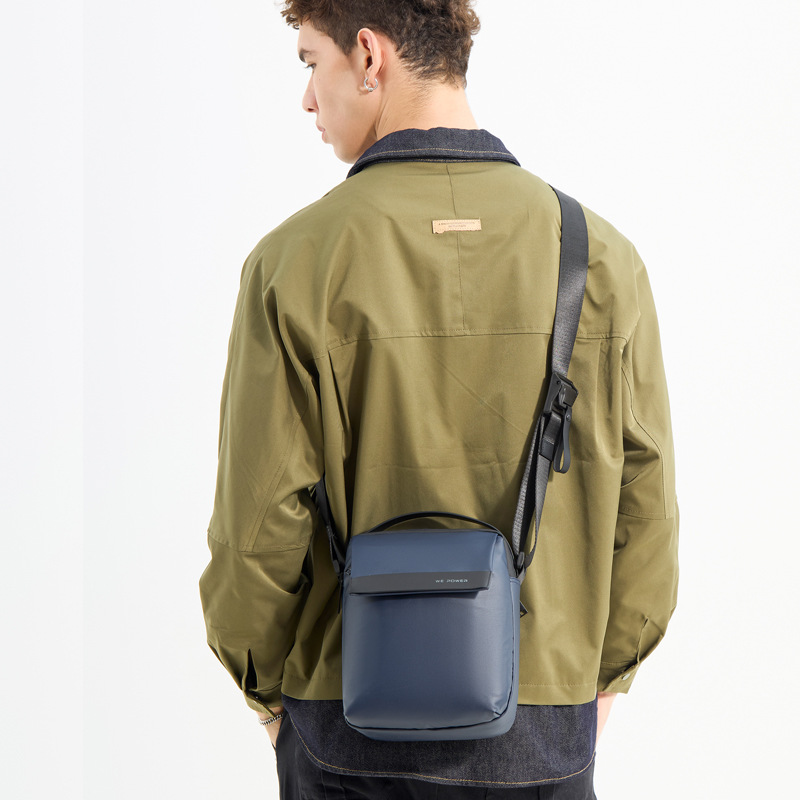 WEPOWER men's new crossbody bag: Men's fashionable single-shoulder bag, vertical small square bag, trendy and casual crossbody bag Specification drawing
