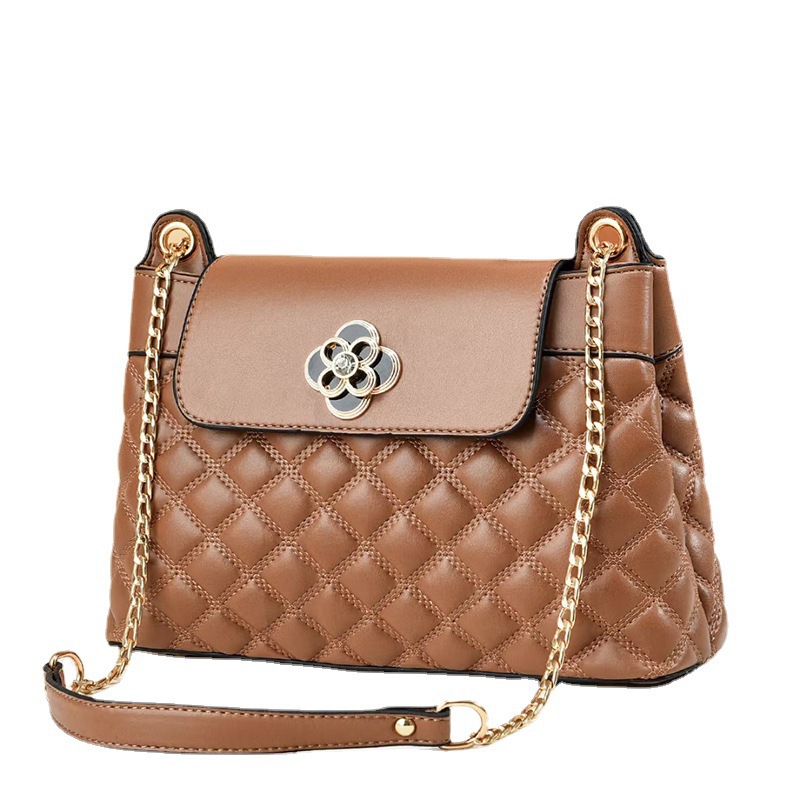 Cross-border soft leather niche women's 2023 Spring/Summer new Korean style fashionable diamond-shaped chain single-shoulder crossbody women's bag full figure