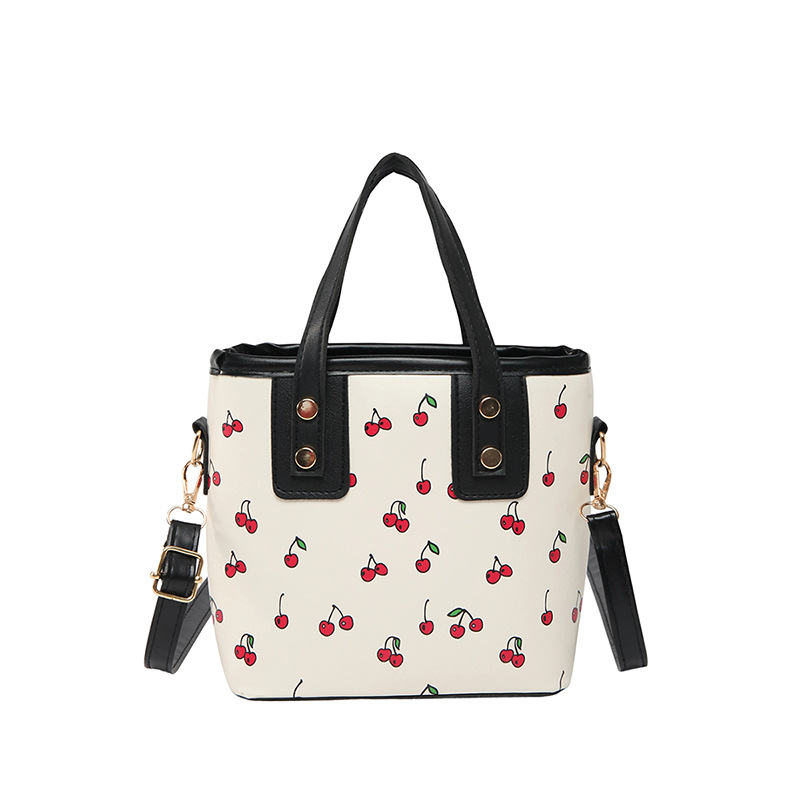 Large-capacity, cute commuting single-shoulder tote bucket, cross-border 2025 new cherry hand-carry fashionable handbag Item Picture