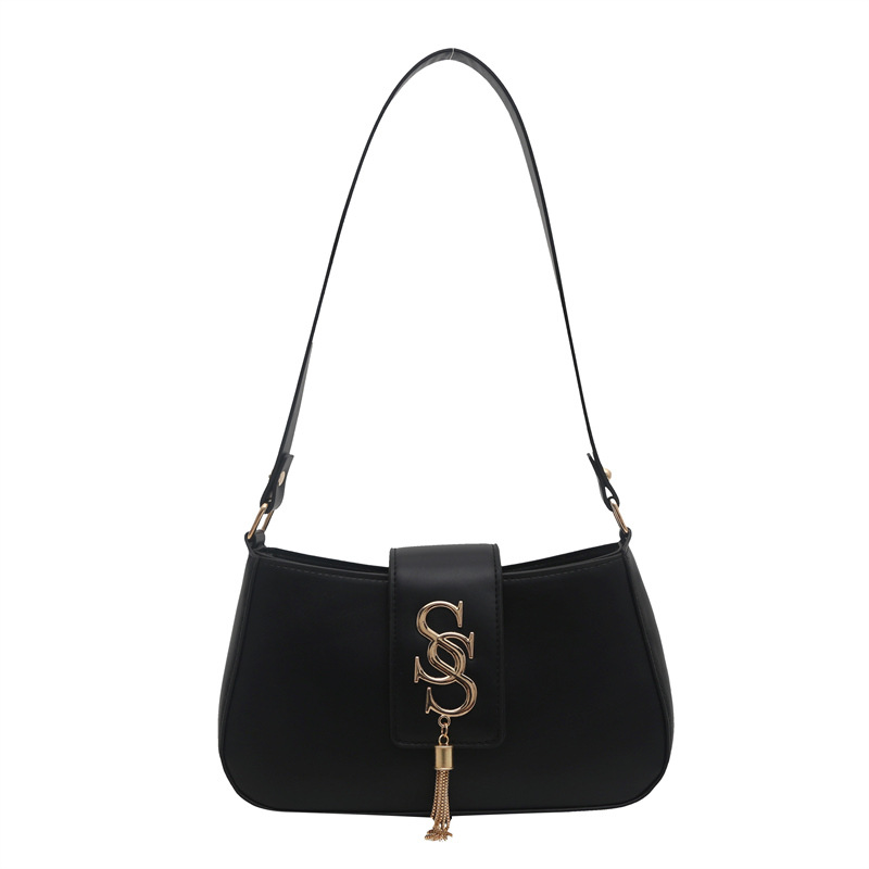 Fashionable and simple single-shoulder bag 2025 Spring New style, stylish casual commuting single-shoulder bag, fringed letter underarm bag for women Item Picture