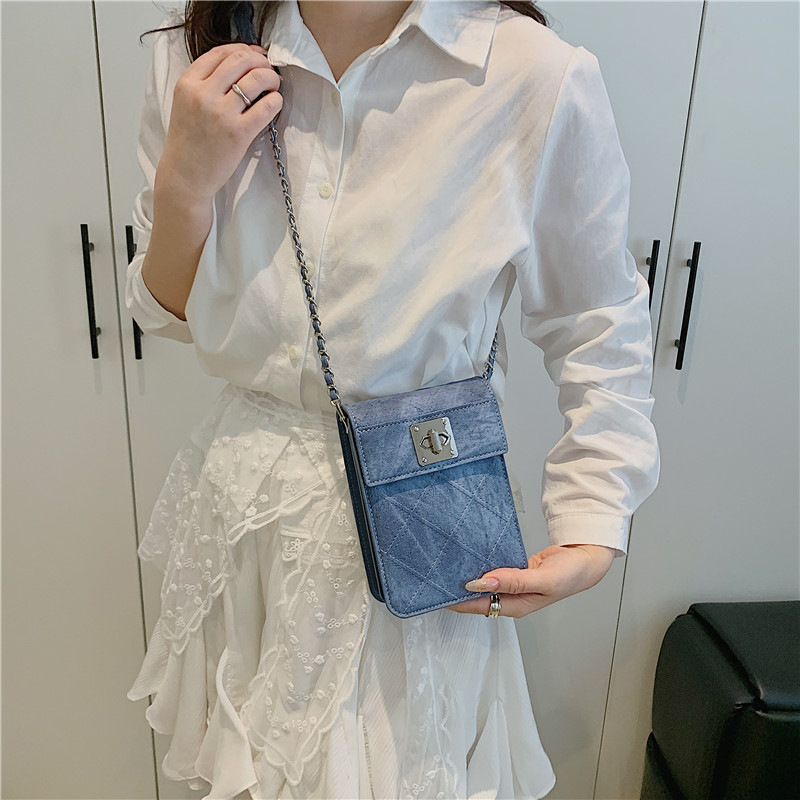 Simple embossed diamond-shaped chain mini bag for women 2025 new style, fashionable and versatile solid color single-shoulder crossbody bag Specification drawing
