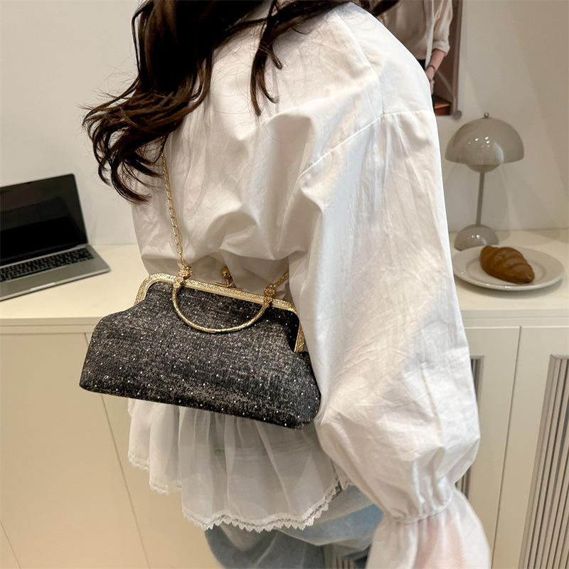 Fashionable chain bag for women 2025 Spring New style, retro and simple single-shoulder shell bag, casual crossbody bag for women Specification drawing