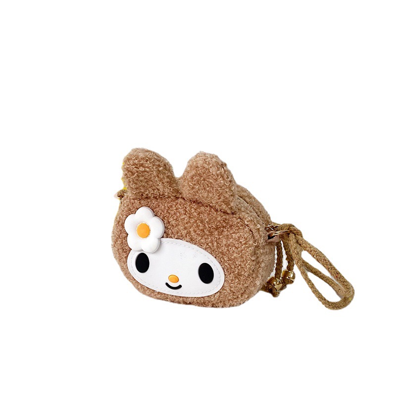 Cute cartoon plush rabbit crossbody bag, fashionable nylon super cute and trendy phone bag, Japanese-style girl loose change bag Item Picture