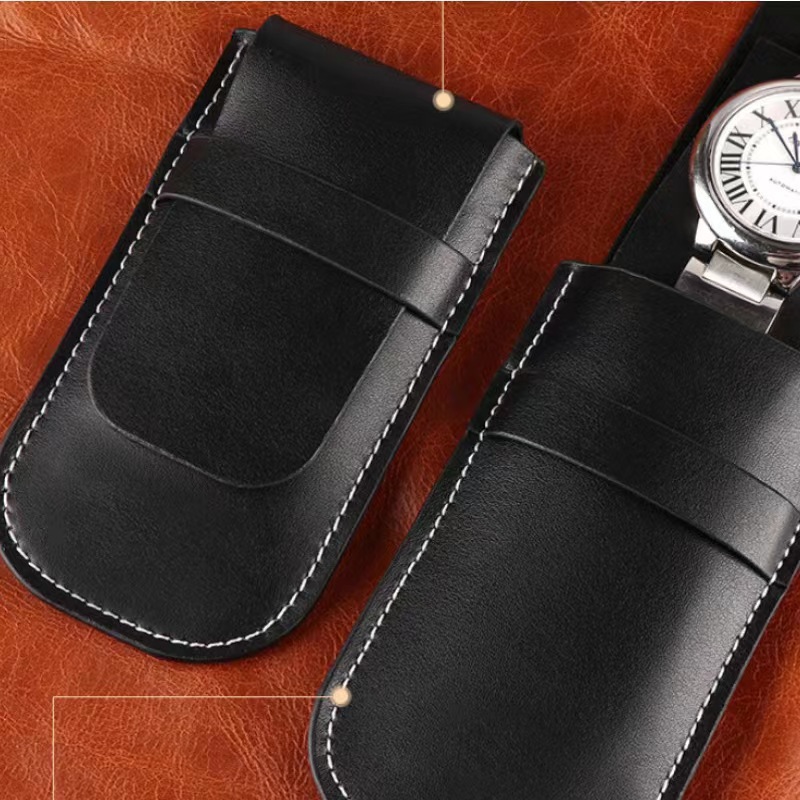 New in-stock PU leather watch storage bag, scratch-resistant portable watch storage bag, travel flip cover portable watch bag details Picture