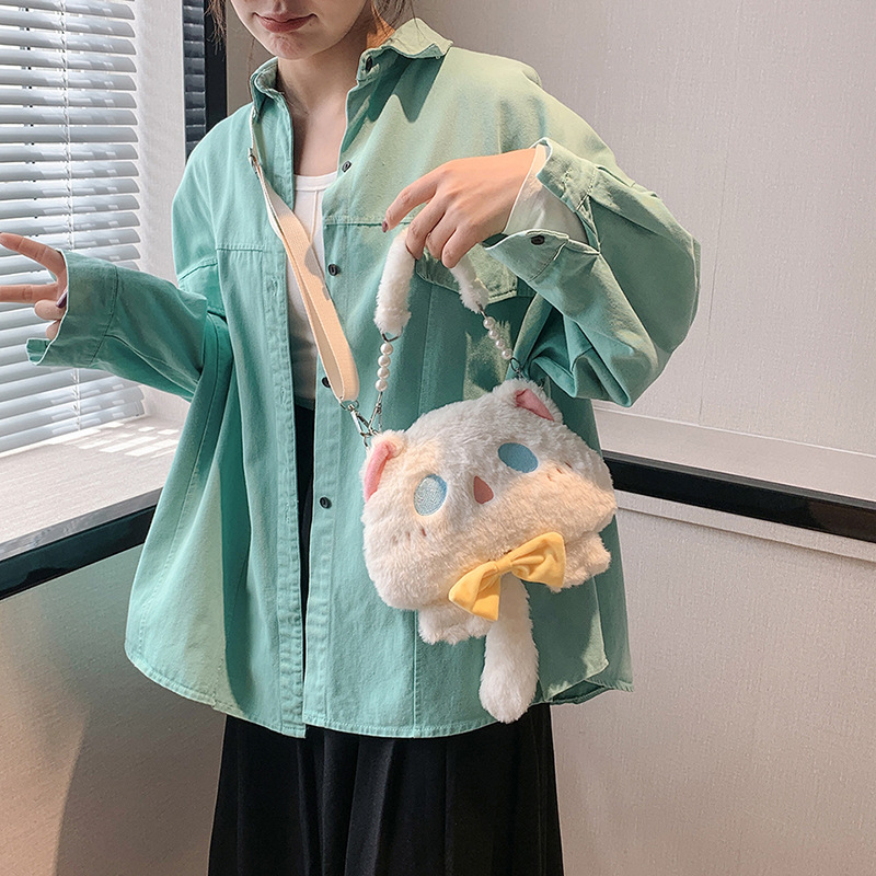 Plush bag 2023 Summer New Style Lolita crossbody Bag, Youyou Cat animal doll JK soft and cute handbag details Picture