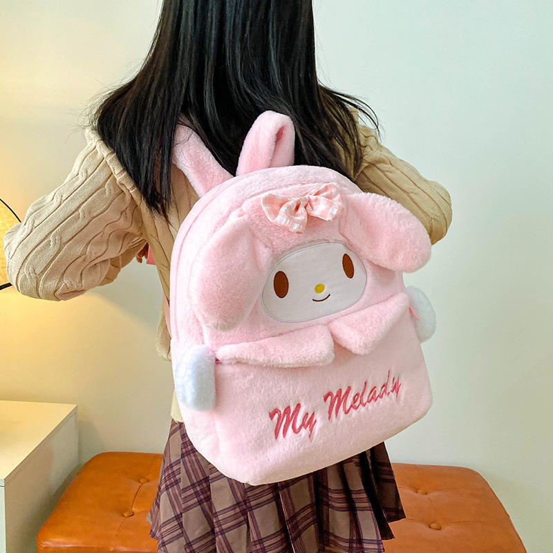 New cartoon plush bags, student backpacks, cute, soft and sweet girls' outdoor storage bags wholesale details Picture