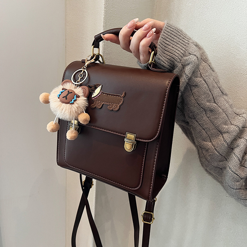Retro backpack for girls, 2024 new style fashionable student hand-held schoolbag, versatile crossbody bag, travel backpack for going out details Picture