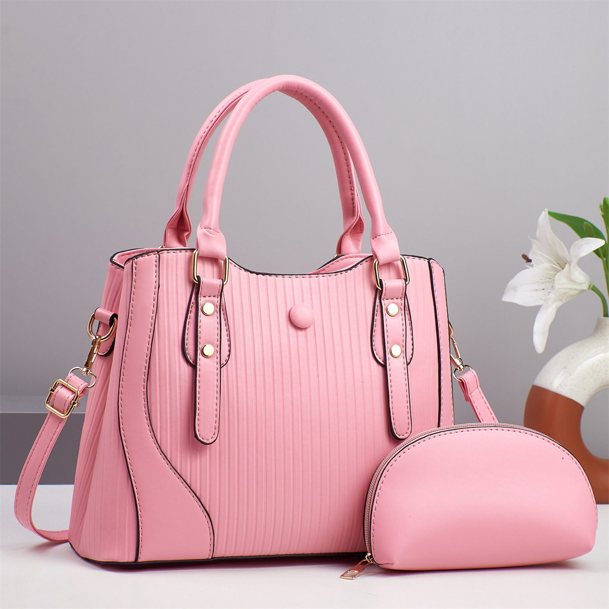 Cross-border 2025 New fashion patchwork women's bag, women's handbag, single-shoulder crossbody bag, steamed bun, mother bag, women's bag details Picture