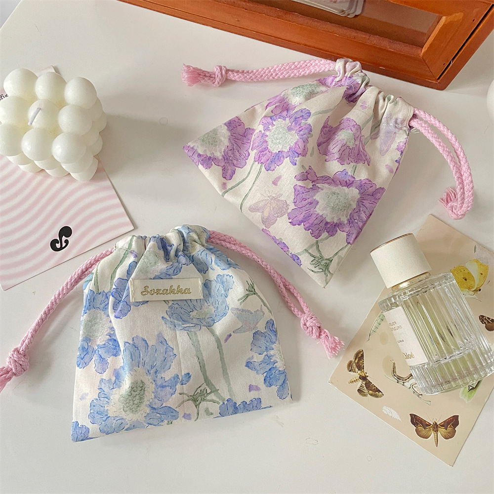 56292 Hand-held small cloth bag, cute drawstring storage bag, makeup bag, lipstick, sundries, travel cloth bag, small size full figure
