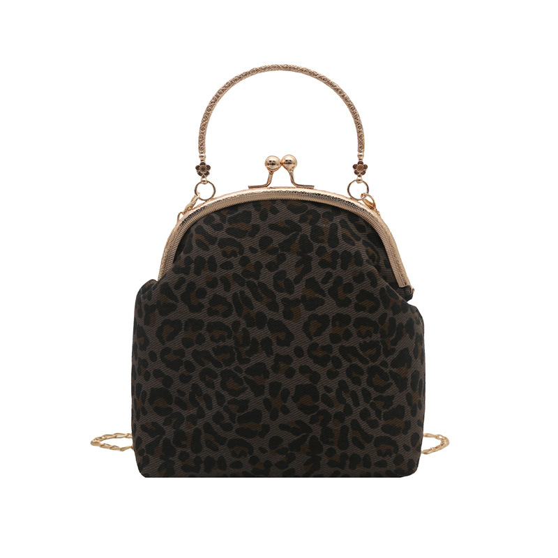 Korean fashion shell handbag for women, Spring 2025 new style chain retro leopard print individual single-shoulder crossbody bag Item Picture