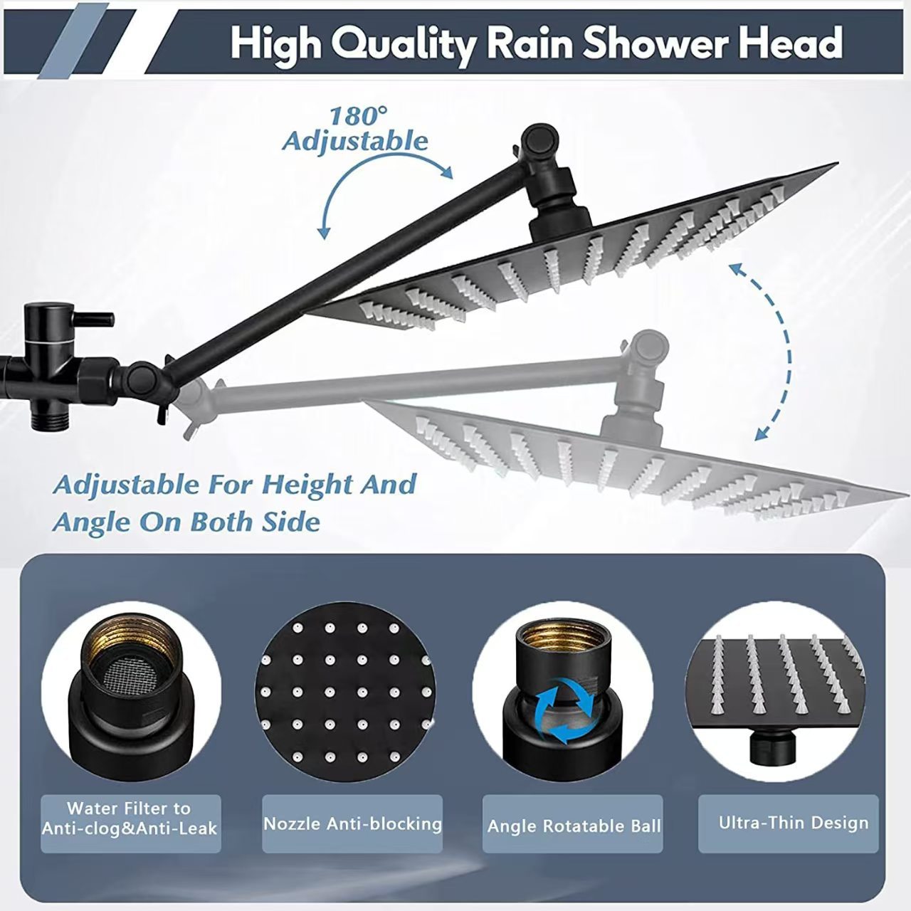 Cross-border Amazon pressurized shower head set, 8-inch and 10-inch top shower head combination, household rain shower head Application Scenario