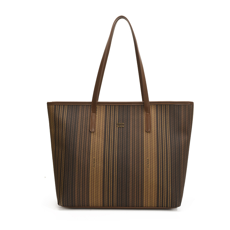 Large-capacity tote bag 2025 Summer new style fashionable casual handbag, striped simple shoulder bag, versatile underarm bag Item Picture